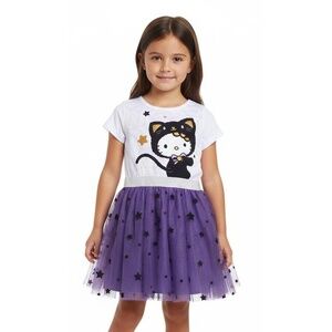 Hello Kitty White Purple Halloween Witch Tutu Costume Dress Size 5